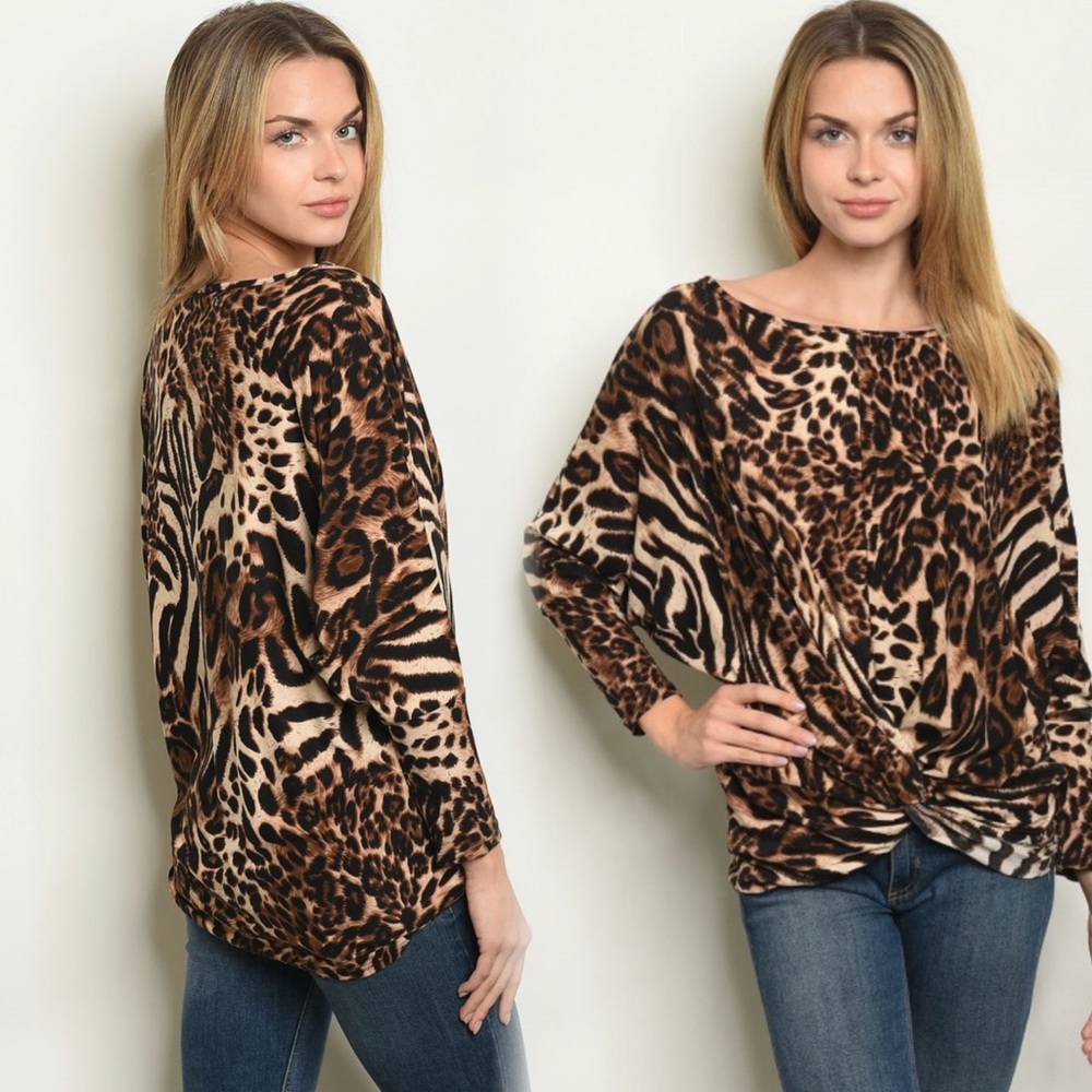 Leopard Print Women's Twist Bottom Top